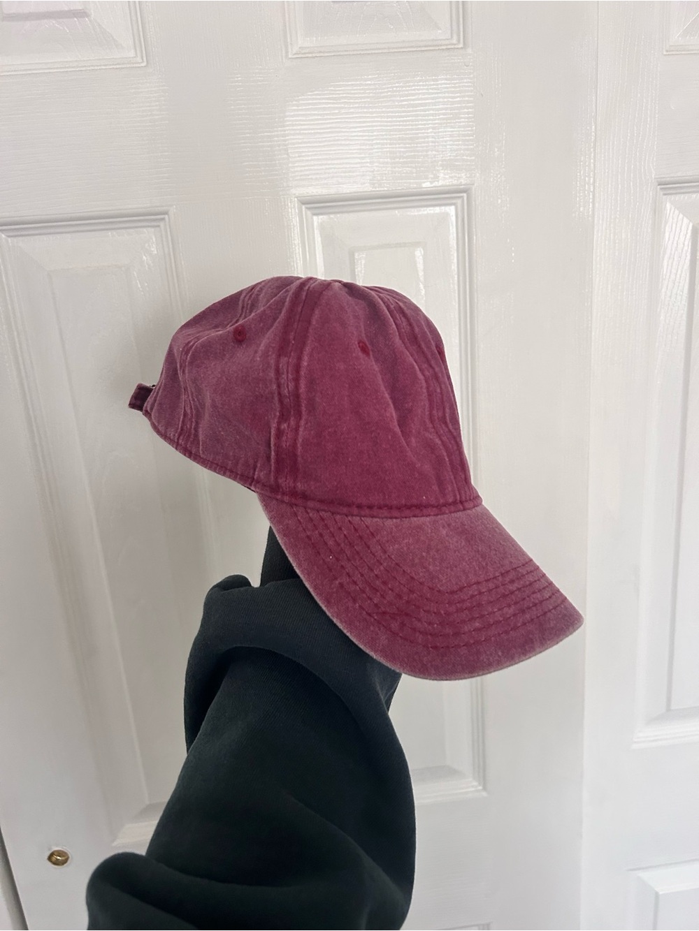 Washed Burgundy Cotton Baseball Cap